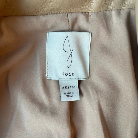 Joie Vegan tan vegan leather blazer | size XS - Picture 4 of 5